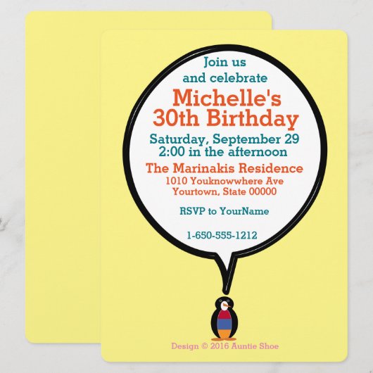 アルメニアのマダムペンギンカスタマイズ  招待状 (正面/裏面)