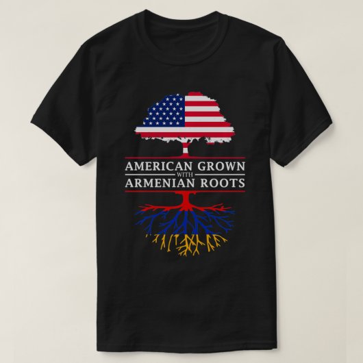 アルメニアのルーツアルメニアで栽培されたアメリカ人 Tシャツ (デザイン正面)