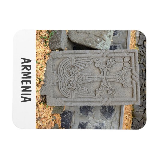 アルメニアの古代の石の十字(カチャカル) マグネット (横)