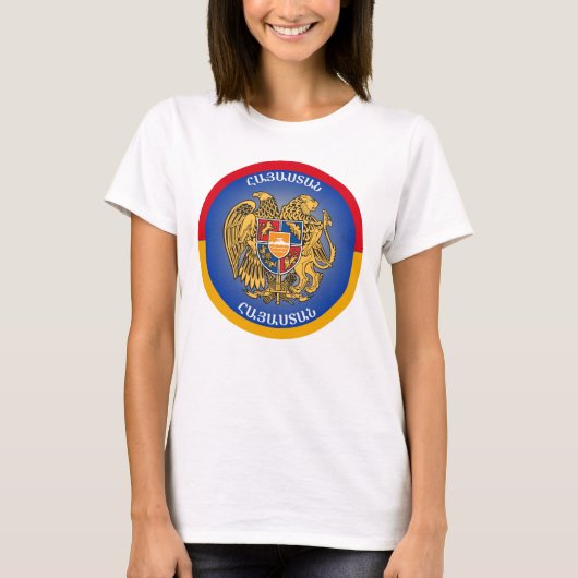 アルメニアの国章 サークル型 Tシャツ (正面)