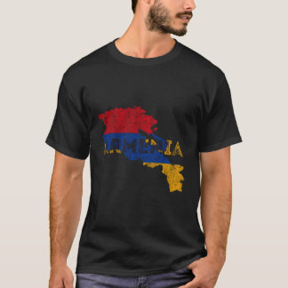 アルメニアの地図と国旗の土産アルメ動揺してニア Tシャツ