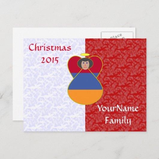 アルメニアの天使の黒髪に旗を飾る シーズンポストカード (正面/裏面)