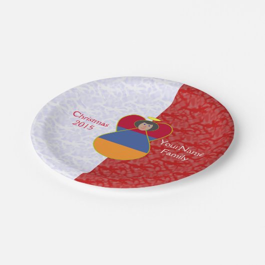 アルメニアの天使の黒髪に旗を飾る ペーパープレート (アングル)