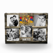 アルメニアの家族の写真ブロック，アルメニア国旗，木材 フォトブロック (正面)