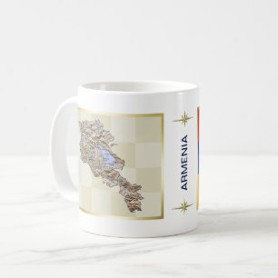 アルメニアの旗 + 地図のマグ コーヒーマグカップ