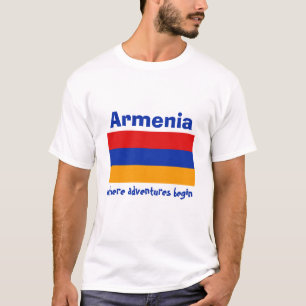 アルメニアの旗+地図+テキストTシャツ Tシャツ