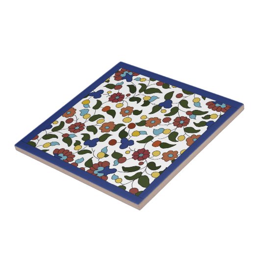 アルメニアの花の模様 – 青と白 タイル (側面)