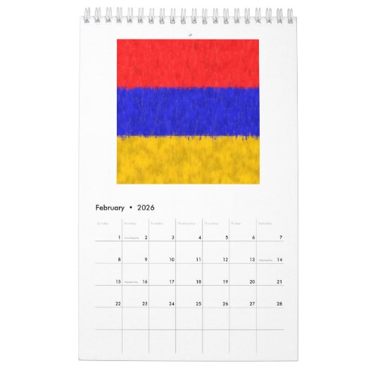 アルメニアオイルペインティングスケッチ カレンダー (2月 2026)