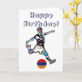 アルメニアサッカーサッカーの誕生日カード カード (黄色い花)