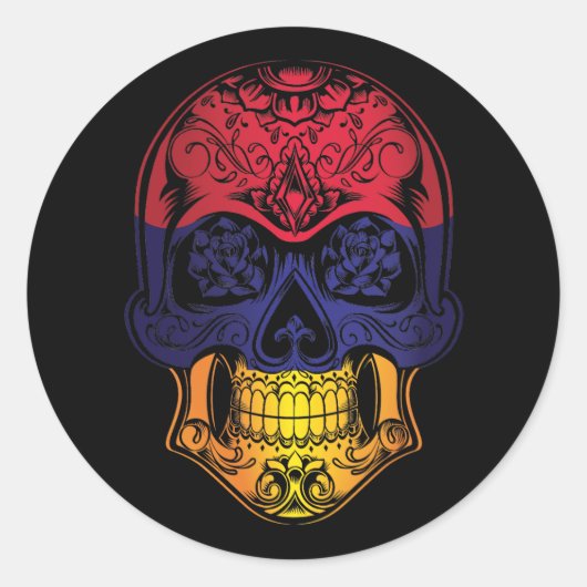 アルメニアスカルバラ国旗 ラウンドシール (正面)