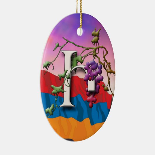 アルメニアドアルファベットイニシャル'エニ'オーナメント セラミックオーナメント (右)