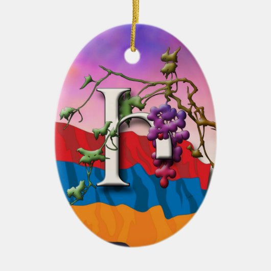 アルメニアドアルファベットイニシャル'エニ'オーナメント セラミックオーナメント (正面)