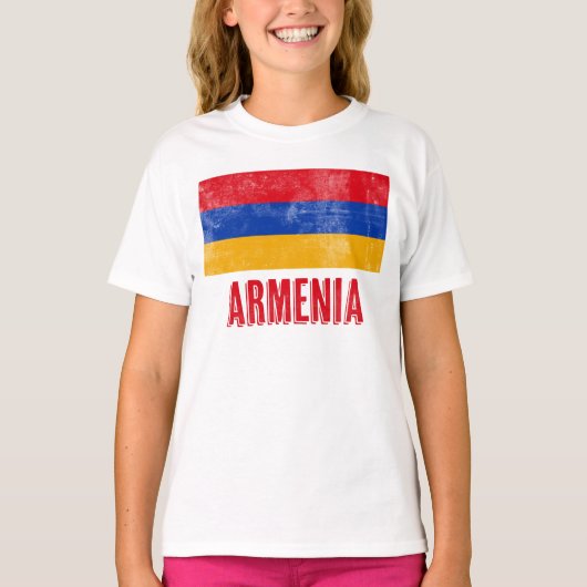 アルメニア国グランジ国旗（ルック） Tシャツ (正面)