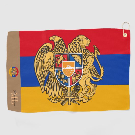 アルメニア国旗とアルメニアモノグラムのゴルフタオル ゴルフタオル (横)