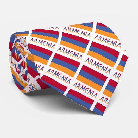アルメニア国旗とアルメニア国旗のタイル貼り ネクタイ (ロール)
