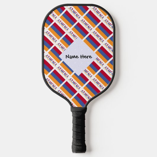 アルメニア国旗とアルメニア国旗の名前を表示 ピックルボールラケット (正面)