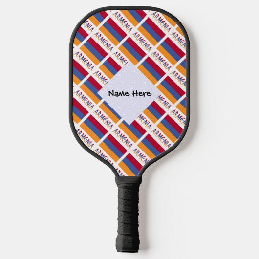 アルメニア国旗とアルメニア国旗の名前を表示 ピックルボールラケット (裏面)