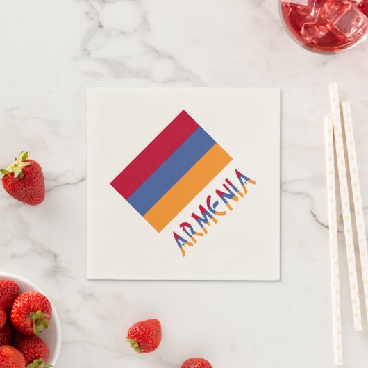 アルメニア国旗とアルメニア（国旗の色） スタンダードカクテルナプキン (インサイチュ)