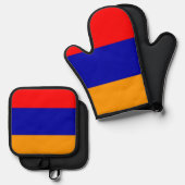 アルメニア国旗のオーブンミットとポット保有者 鍋つかみ&鍋敷きセット (正面/裏面)