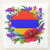 アルメニア国旗のガラスコースター ガラスコースター (正面)