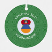 アルメニア国旗のクリスマスエンジェル年 メタルオーナメント (正面)