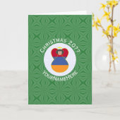 アルメニア国旗のクリスマスエンジェル折り畳みグリーティングカード カード (黄色い花)