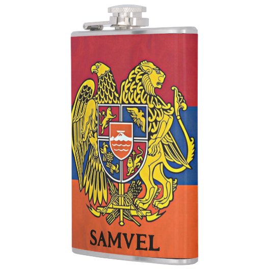 アルメニア国旗のコートオブアームズ名前をカスタムする フラスク (左)