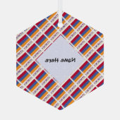 アルメニア国旗のタイル張りブラックパーソナライゼーション ガラスオーナメント (裏面)