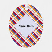 アルメニア国旗のタイル張りブラックパーソナライゼーション メタルオーナメント (正面)