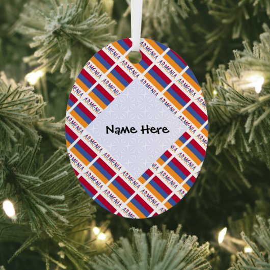 アルメニア国旗のタイル張りブラックパーソナライゼーション メタルオーナメント (インサイチュ)