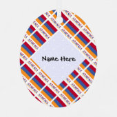 アルメニア国旗のタイル張りブラックパーソナライゼーション メタルオーナメント (裏面)