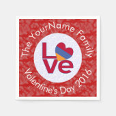 アルメニア国旗のハート紅色 スタンダードカクテルナプキン (正面)