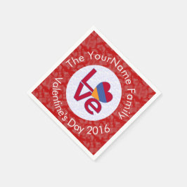 アルメニア国旗のハート紅色 スタンダードカクテルナプキン