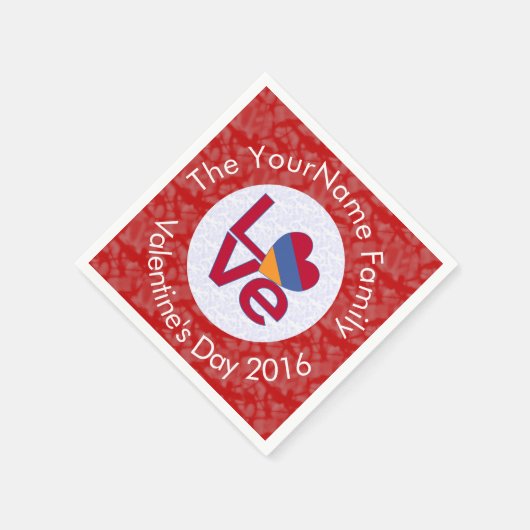 アルメニア国旗のハート紅色 スタンダードカクテルナプキン (角)