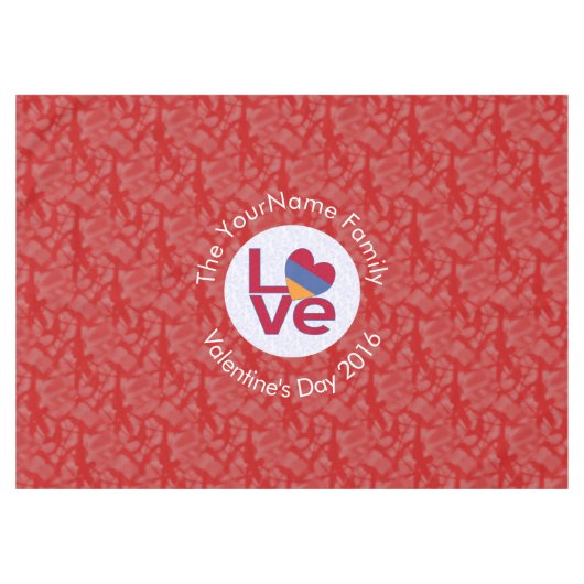 アルメニア国旗のハート紅色 テーブルクロス (正面(横))