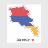 アルメニア国旗の国の地図 シール (シート)