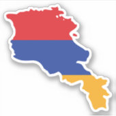 アルメニア国旗の国の地図 シール (正面)