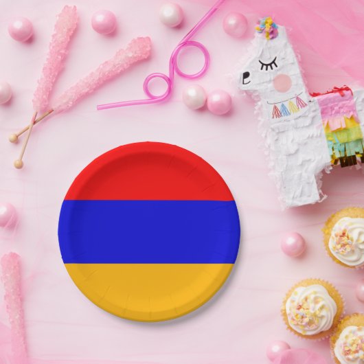 アルメニア国旗を持つ愛国的な紙プレート ペーパープレート (パーティー)