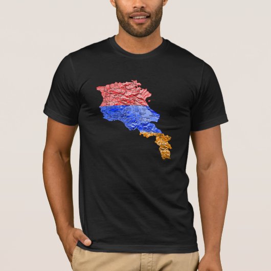 アルメニア国旗カラーマップTシャツ Tシャツ (正面)