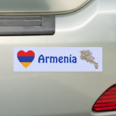 アルメニア国旗ハート+地図 バンパーステッカー (車上)