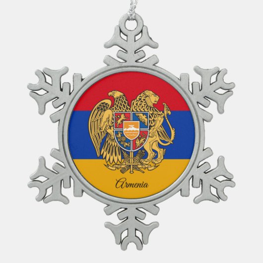 アルメニア国旗 スノーフレークピューターオーナメント (正面)