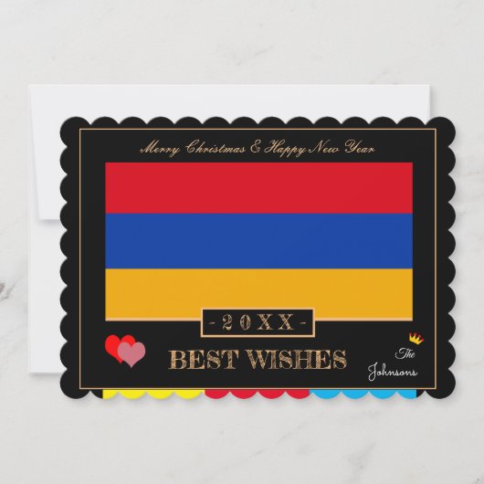 アルメニア国旗&ハッピー新年/ウィッシュ最高のアルメニア シーズンカード (正面)
