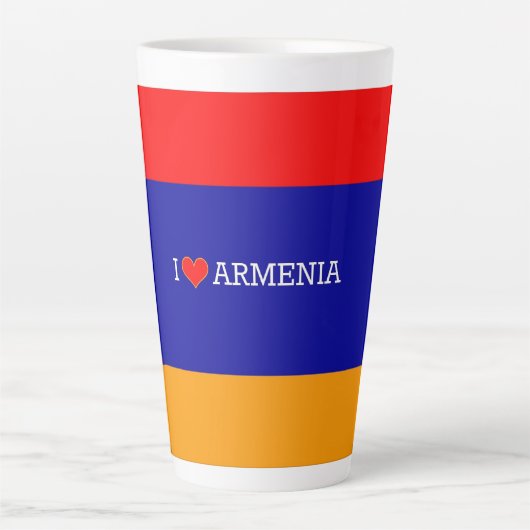 アルメニア国旗:私はアルメニアを愛している。 カフェラテマグ (正面)
