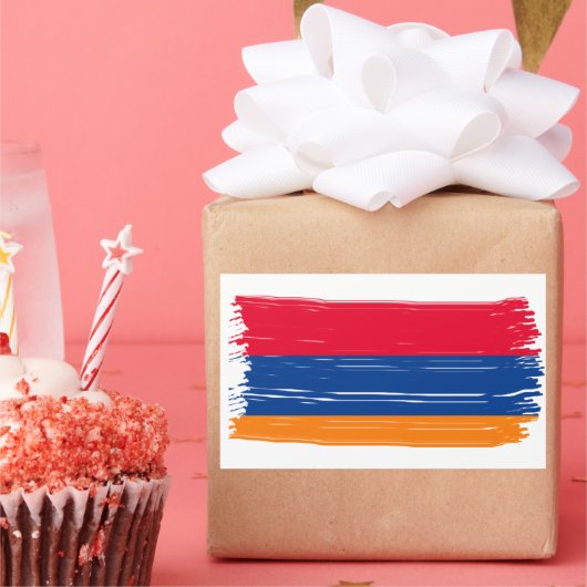 アルメニア国旗 長方形シール (パーティー)