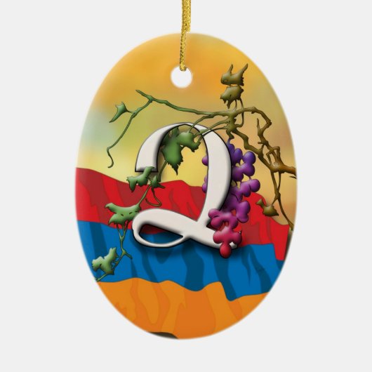 アルメニア文字のイニシャルのTsaの」オーナメント セラミックオーナメント (正面)