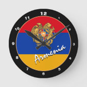 アルメニア時計モダン、ホームデコール、アルメニア国旗 ラウンド壁時計 (正面)