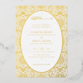アルメニア白真珠石ゴールドイスラム結婚式 箔招待状 (正面)