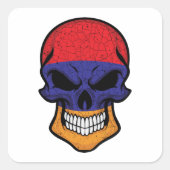 アルメニア笑顔スカル国旗 スクエアシール (正面)