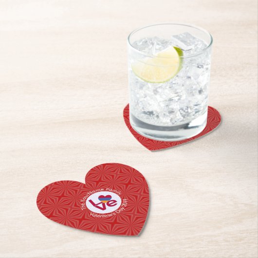 アルメニア赤文字LOVEフラパーソナライズされたグ ペーパーコースター (インサイチュ)