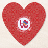アルメニア赤文字LOVEフラパーソナライズされたグ ペーパーコースター (正面)